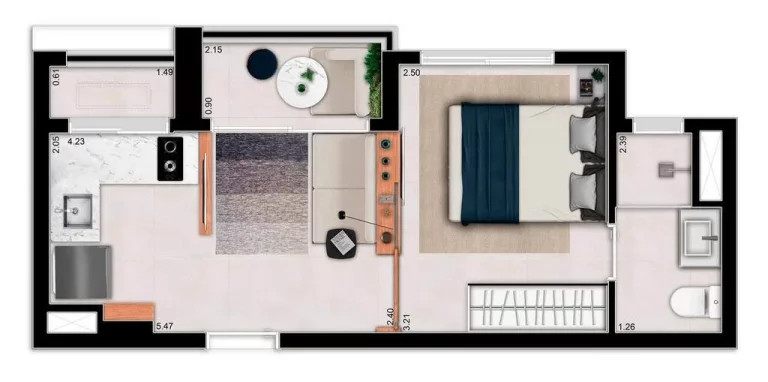 Imagem Blend Santa Cecília | 1 dormitório de Luxo 29,39m² em Obras na Santa Cecília