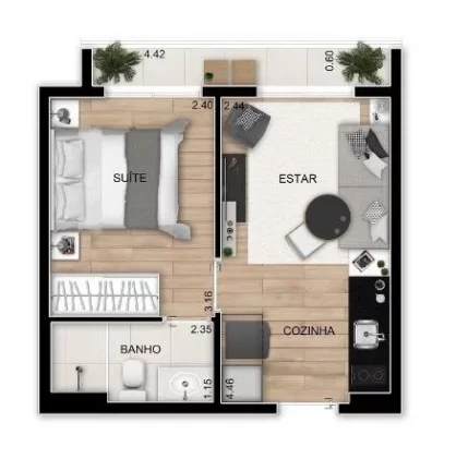 Imagem Apartamento novo com 1 dormitório na Bela Vista