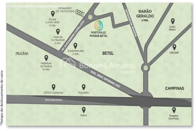 Imagem Terreno à venda no Condomínio PortoVille no bairro Betel, Paulínia/SP Lote com 300m² com total i...