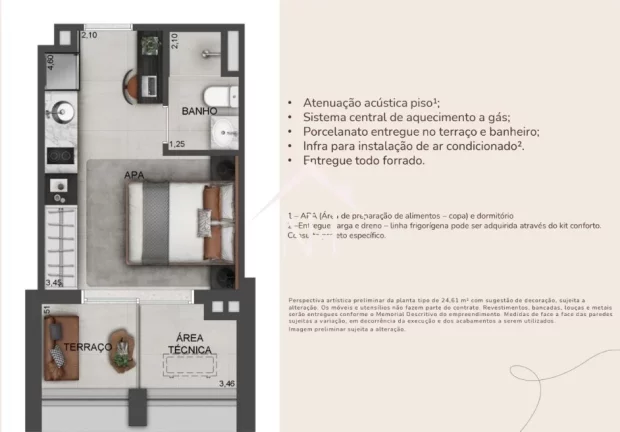 Imagem Studio de 24m entre a Av Paulista e Parque Ibirapuera, metrô Brigadeiro c/ dormitório e terraço, bicicletário,lavanderia,academia,coworking, delivery