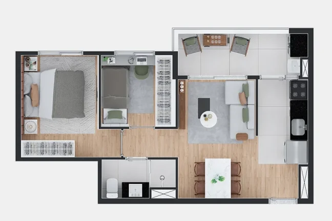 Imagem Apartamento Paraíso - 51M², 2 Dorms, 1 Suíte, 2 Vagas, Conforte e Lazer.
