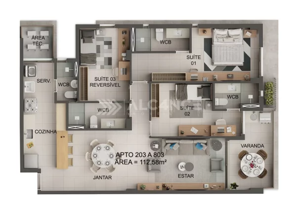 Imagem Apto - 3 Quartos - 2 Suítes - 77,26m² - Jardim Oceania, João Pessoa/PB