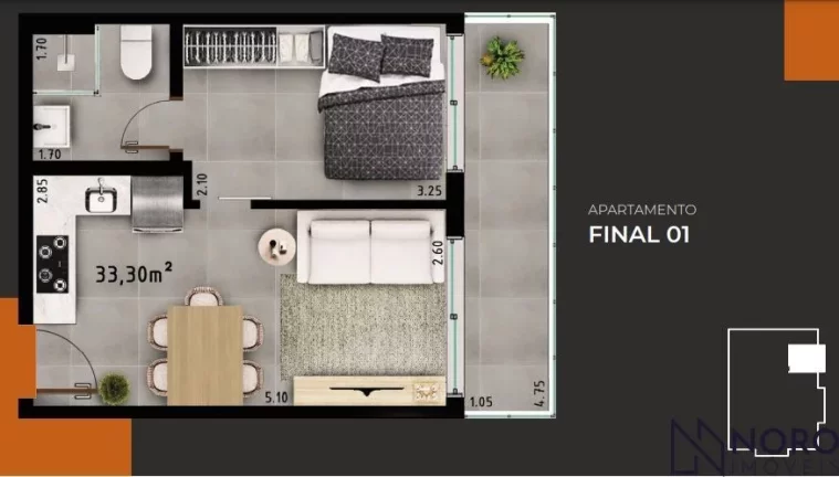 Imagem Studio Moderno Próximo à UFSM com Lazer e Conforto – Camobi Smart