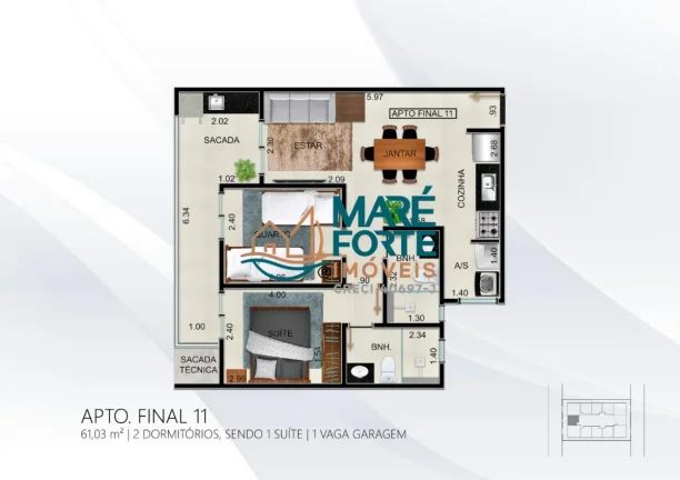 Imagem Apartamento com 2 dormitórios novo 300 metros da praia dos Toninhas