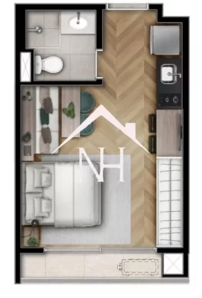 Imagem Studio de 24m com Dormitório, Terraço, Espaço gourmet, Brinquedoteca, Churrasqueira,Piscina,Playground, Bicicletário,Pet place,Fitness,Salão de Festas