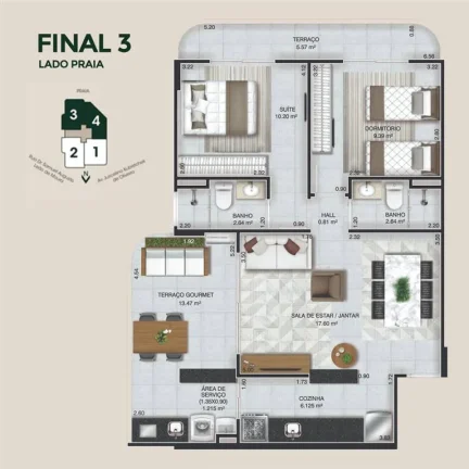 Imagem APARTAMENTO COM 76.63 m² - CAIÇARA - PRAIA GRANDE SP