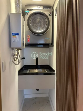 Imagem 70 metros 1 vaga Cozinha integrada Sala com 2 sacadas Janelas amplas 1 suíte com closet - banheiro ...