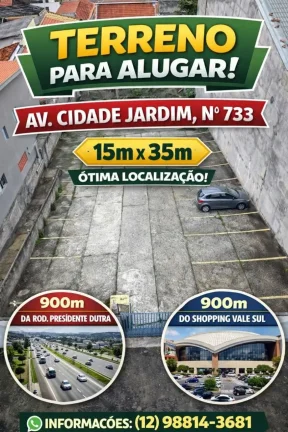 Terreno para locação na Rua Tijuca, Jardim Satélite, São José dos Campos, SP