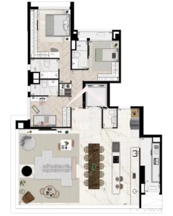 Imagem Apartamento de 144m c/ 3 suítes,3 vagas, hall privativo, fitness, salão de jogos,playground,piscinas,espaçogourmet,bicicletário,delivery,churrasqueria
