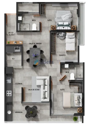 Imagem Apto - 2 Quartos - 1 Suíte - 61,38 m² - Camboinha, Cabedelo/PB