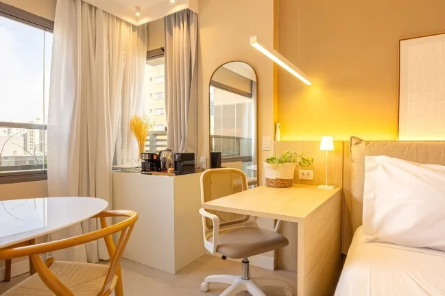Imagem Apartamento 29M², 1Q, 1 Banheiro, Churrasqueira, Piscina, Piscina no Rooftop, Salão de Jogos, Terraço, Lounge, Deck Molhado, Split, Lounge, Lavanderia