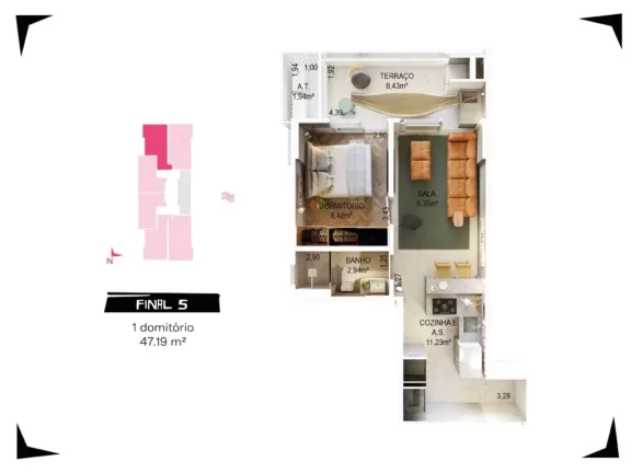 Imagem Apartamento com 1 dorm, Canto do Forte, Praia Grande - R$ 420 mil, Cod: 2222