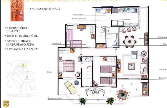 Imagem Apartamento Pé na Areia à venda em Riviera, no Edifício Porto Belo, com 3 dormitórios 2 suítes 108m²