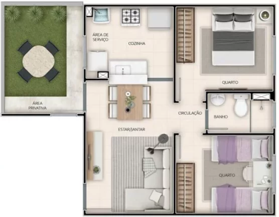 Imagem Bela Russia - Apartamento 2 quartos - Palos Verdes