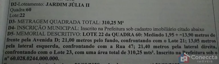 Imagem Dois Lotes Juntos na Avenida Principal do Jardim Júlia II – Mais de 600 m²! Cada um por R$ 65 Mil