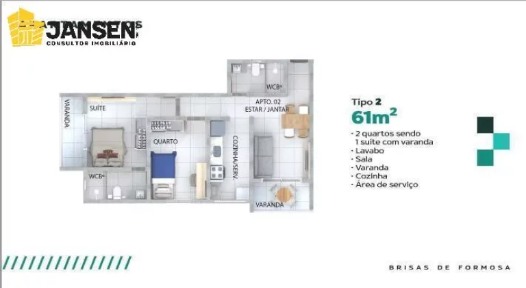 Imagem APARTAMENTOS COM 02 QUARTOS À 100 METROS DA PRAIA DE FORMOSA