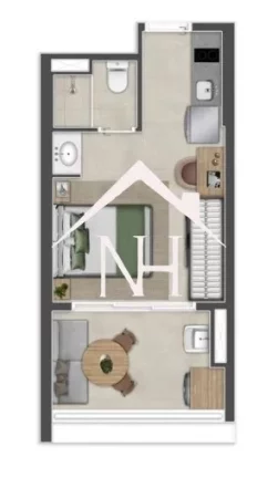 Imagem studio de 26m c/ dormitório e varanda,bicicletário,lavanderia,fitness,epaço gourmet,coworking,pet place,churrasqueira,piscina,deck,solarium,bar,spa