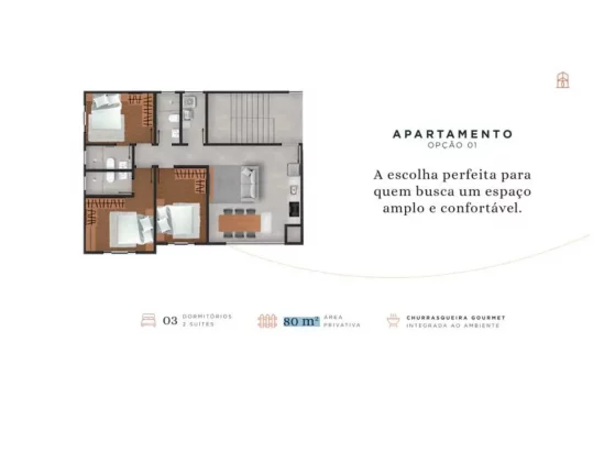 Imagem Apartamento na planta com 3 dormitórios sendo 2 suítes com vista para o mar em Balneário Piçarras