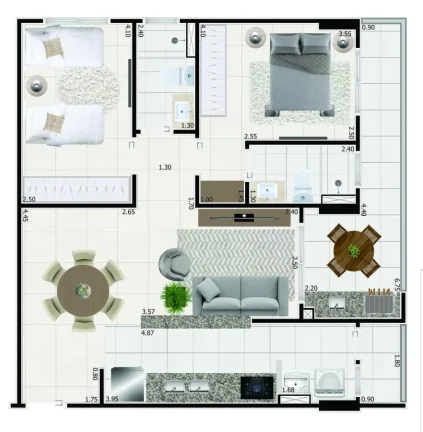 Imagem Apartamento para Venda em Mongaguá, Vila São Paulo, 3 dormitórios, 1 suíte, 1 banheiro, 2 vagas
