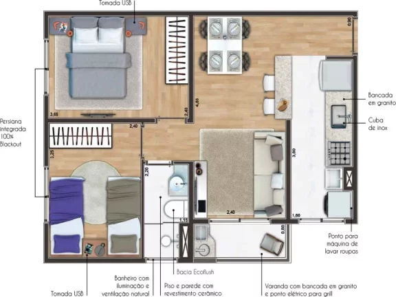 Imagem Apartamento para locação no Centro de São Bernardo do Campo-SP: 2 quartos, 1 banheiro e 1 vaga de garagem!