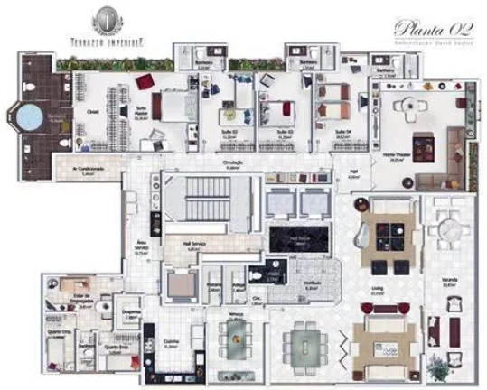 Imagem Apartamento à venda, no Terrazzo Imperiale, em Salvador, Horto Florestal, com 4 quartos, 386m2