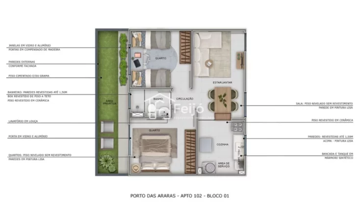 Imagem Apartamentos 2 dormitórios com opção de Sacada - Restinga