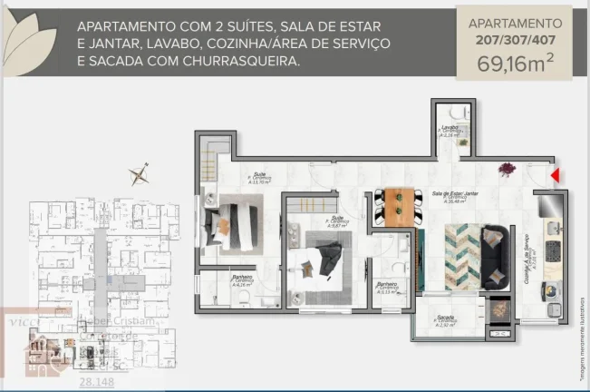 Imagem 30 metros del MAR - Deptos con 2 suítes - Cochera - Piscina