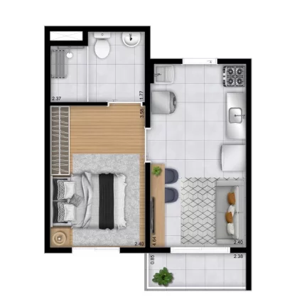 Imagem Apartamento à venda em São Paulo-SP, no bairro Cupecê: 1 quarto, 1 suíte, 1 banheiro, 27,75m² - Condomínio Plano...Parque Nabuco Sabiá II