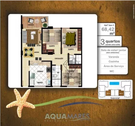 Imagem Apartamentos com varanda / sacada a 150m da praia de Intermares - AP2251