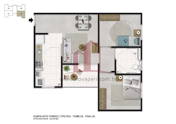 Imagem Apartamento à venda em Franco da Rocha-SP, Vila Olinda: 2 quartos, 1 sala, 1 vaga, 55,16m². Venha conferir!