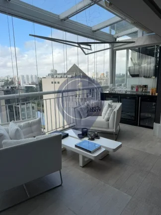 Imagem Cobertura de luxo no Brooklin Paulista: 4 quartos, 3 suítes, 2 salas, 4 banheiros, 3 vagas, 305m². Confira!