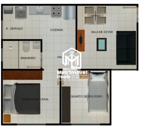 Imagem Apartamento 2 Qtos 1 Vaga 44m² Res Green Park 5 Valparaíso I
