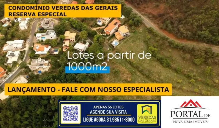 Lançamento imobiliário em Nova Lima I Apenas 52 lotes para venda no Reserva Especial do condomínio Veredas das Gerais, lotes a partir de 1.000m²