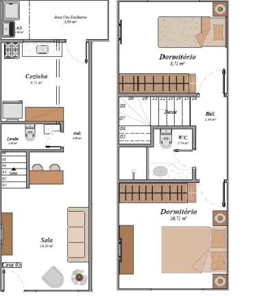 Imagem Sobrado de Condomínio com 2 dorms, Sítio do Campo, Praia Grande - R$ 280 mil, Cod: 2128