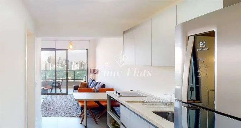 Imagem Flat disponível para locação no VHouse por JFL Living, com 48m², 1 dormitório e 1 vaga