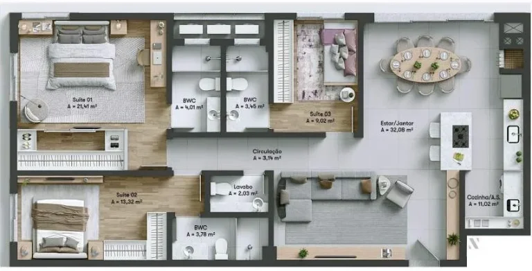 Imagem Apartamento 3 Dormitórios para venda em Biguaçu - SC
