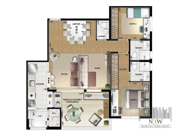 Imagem Apartamento à venda na Vila Romana São Paulo SP com 2 dormitórios, 2 suítes, 3 vagas de garagem e 89m².