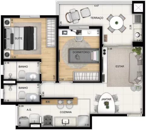 Imagem Apartamento à venda no Centro de São Bernardo do Campo-SP: 2 quartos, 1 banheiro, 1 vaga de garagem, 54,00 m² de área - Motiró Santa Filomena.