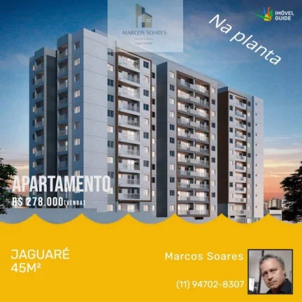 Imagem Apartamento à venda, na planta, bairro Jaguaré, 2 quartos, 45m2