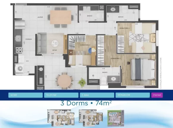 Imagem Apartamento à venda em Santo André-SP no bairro Campestre! 2 quartos, 1 banheiro, 1 vaga de garagem, 63m². Conheça o Icony Campestre!