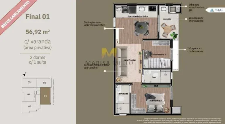 Imagem Espetacular Lançamento Apartamento à venda, no La Dolce Vista,com 2 quartos, 42,87m2 a 55.15m2 no bairro Tingui em Curitiba.