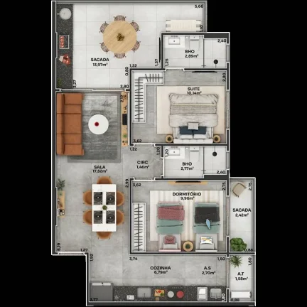 Imagem APARTAMENTO COM 80.51 m² - BOQUEIRAO - PRAIA GRANDE SP