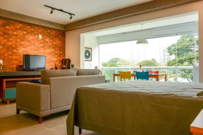 Imagem Apartamento novo. Lindo studio de 52M² - Brooklin. Mobiliado com moderna decoração. Possui vaga de garagem.