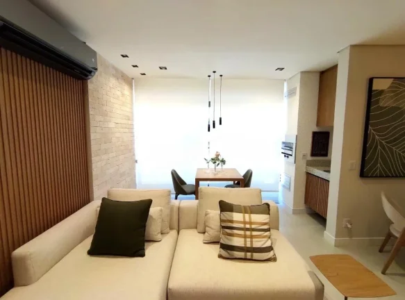 Imagem Apartamento moderno de 50m², com 1 dormitório (suíte), varanda gourmet com churrasqueira, sala de...