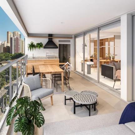 Imagem Apartamento de 114m com 3 suítes, varanda gourmet com churrasqueira com 2 vagas de garagem, Espaço gourmet, Brinquedoteca, Playground, Salão de jogos.