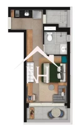 Imagem Studio de 29m com dormitório e terraço,Churrasqueira,Deck, Fitness, Pet Place, Piscina, Sauna, Solarium, Spa, Bicicletário Lavanderia, Salão de Festas