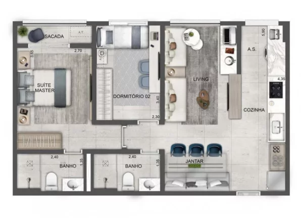 Imagem Condomínio Blue Home Resort Jockey, apartamento com 2 quartos a venda em Butantã São Paulo SP