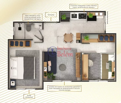 Imagem Apartamento 2/4 sendo 1 suíte reversível próximo a Augusto Montenegro