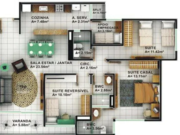 Imagem Apartamento 3 dormitórios para Venda em Teresina, Horto, 3 suítes, 3 banheiros, 2 vagas