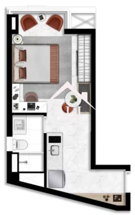 Imagem Studio de 33m c/ dormitório/estar, terraço, piscinas, solarium, fitness,coworking,pet place, quadra de areia,salão de festas, bicicletário, lavanderia